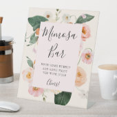 Roze Perzik Bloemige Mimosa Bar Bruidsdiner Reclamebord Met Voetstuk (Insitu)