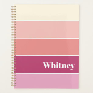 Roze perzik Custom Zomer Kleur Block Stripes Planner