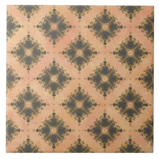 Roze, Perzik en Bronze Diamond Burst Pattern Tegeltje (Voorkant)