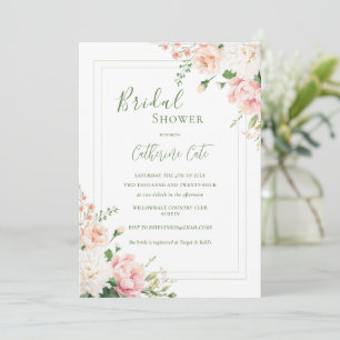 Roze Perzik Floral Elegant Vrijgezellenfeest Kaart