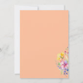 Roze perzik geel bloeit bruiloft uitnodiging (Achterkant)