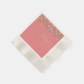 Roze perzik gouden kant elegante glinstering servet (Hoek)