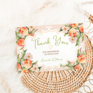 Roze Perzik met Bloemen Baby Shower Boek Verzoek Bedankkaart