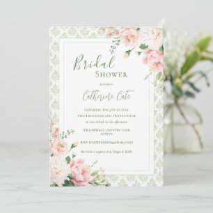 Roze Perzik Pastel Floral Elegant Vrijgezellenfees Kaart