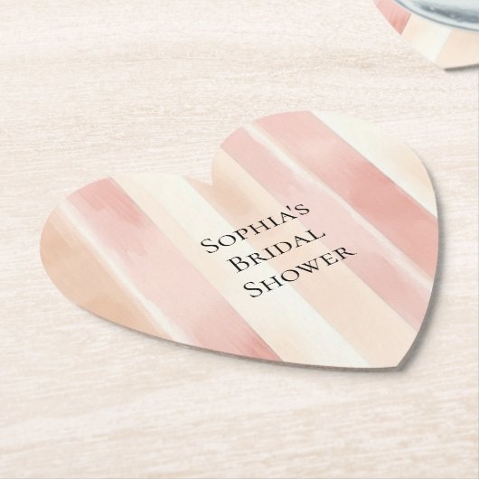 Roze Perzik Roze Crème Strepen Bruiloftsfeest Kartonnen Onderzetters (Gekanteld)