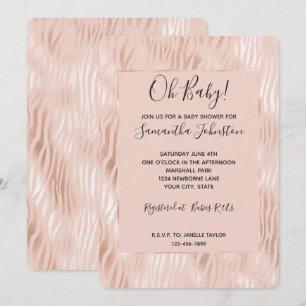 Roze Perzik Roze Zebra Baby Shower Kaart