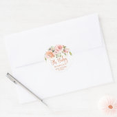 Roze perzik rozen, confetti Baby shower Ronde Sticker (Envelop)