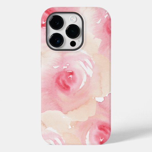 Roze Perzik Waterverf Bloemen Case-Mate iPhone Case (Achterkant)
