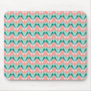 Roze Perzik Yukka En Groen ZigZag Patroon Muismat