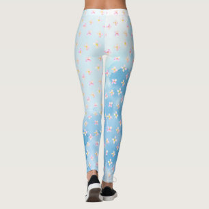 roze perzikbloemen leggings