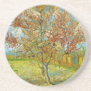 Roze perzikboom in bloei door Vincent van Gogh Zandsteen Onderzetter