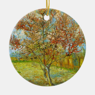 Roze Perzikboom in Blossom door Vincent van Gogh Keramisch Ornament
