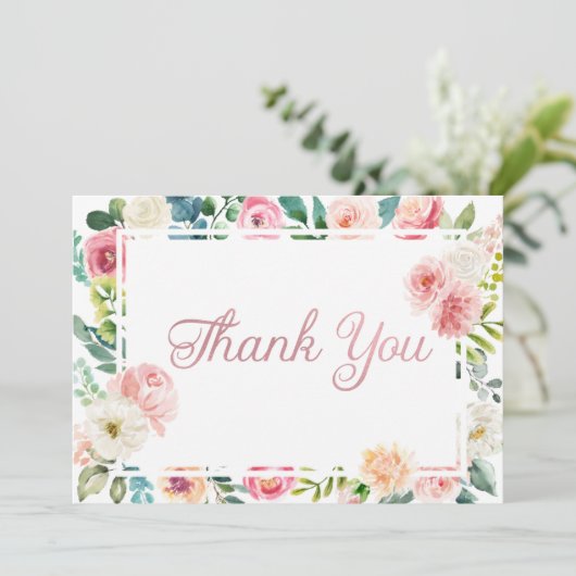 Roze & Perzikflora Hartelijk dank voor uw kaart (Staand voorkant)