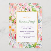 Roze perzikkleurige bloemperen zomerfeest kaart (Voorkant / Achterkant)