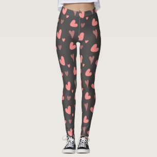Roze perzikkleurige harten leggings