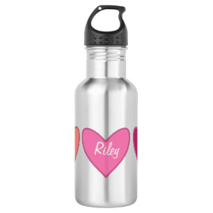  roze & perzikkleurige harten waterfles 
