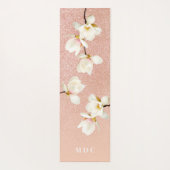 Roze perzikkoraalglitter magnolia florale initiale yogamat (Achterkant)
