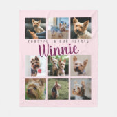 Roze Pet Photo Collage Geheugen Keepsake Script Na Fleece Deken (Voorkant)