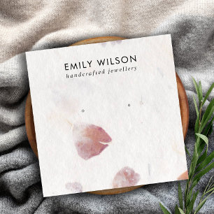 ROZE PETAAL HANDGEMAAKT PAPIER STUD OORBEL DISPLAY VIERKANTE VISITEKAARTJE