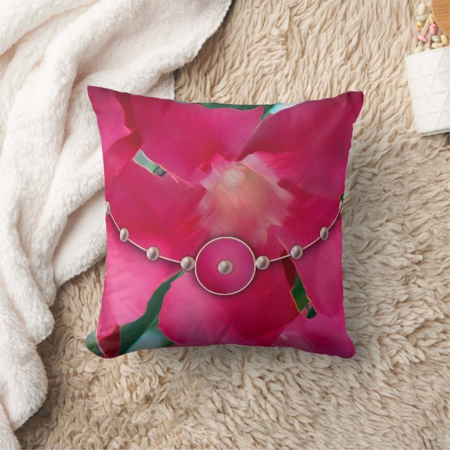 Roze petals en parels kussen (Deken)