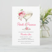 Roze Petals en Prosecco Bridal Shower Uitnodiging (Staand voorkant)