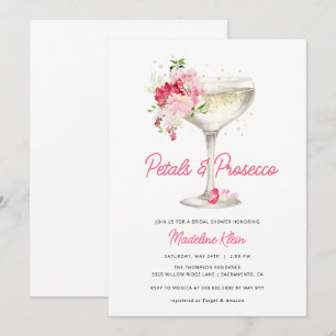 Roze Petals en Prosecco Bridal Shower Uitnodiging