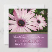 Roze Petals Flower Birthday Party Invitation Kaart (Voorkant)