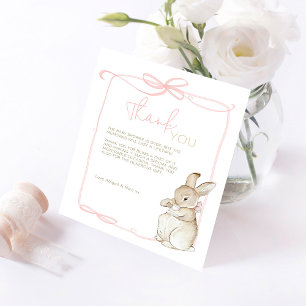 Roze Peter het Konijn Beatrix Potter Baby shower Bedankkaart