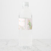 Roze Peter het Konijn Eerste Verjaardag Waterfles Etiket (Achterkant)