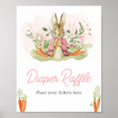 Roze Peter Konijn Baby shower Luier Raffle Poster (Voorkant)
