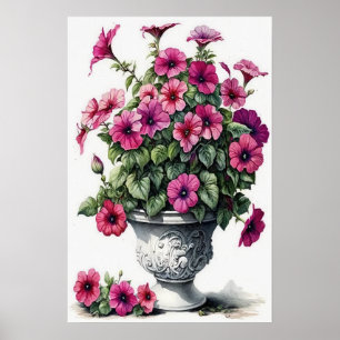 Roze Petunias Bloemenkunst Print Poster