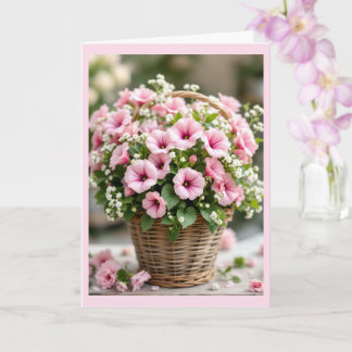 Roze Petunia's Gepersonaliseerde Verjaardag Retour Kaart
