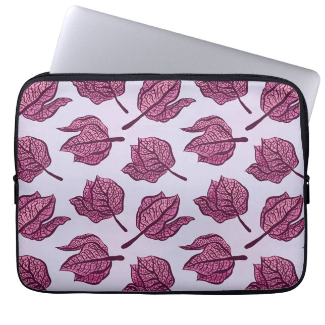 Roze Physalis Flower Pattern Pastel Botanical Laptop Sleeve (Voorkant)
