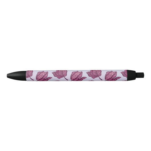 Roze Physalis Flower Pattern Pastel Botanical Zwarte Inkt Pen (Voorkant)