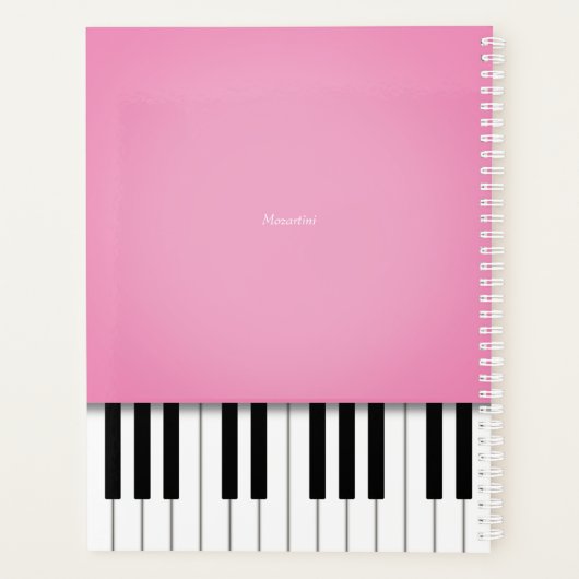 Roze Piano Music Keyboard Gepersonaliseerd Planner (Achterkant)