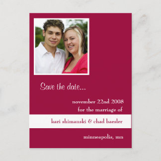 Roze pic save the date aankondigingskaart