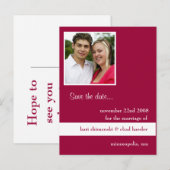 Roze pic save the date aankondigingskaart (Voorkant / Achterkant)