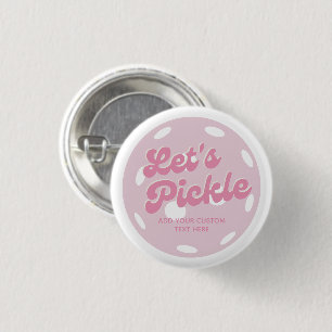 Roze Pickleball Laten we gepersonaliseerde tekst m Ronde Button 3,2 Cm
