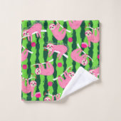 Roze pickleball luiaards 🦥 bad handdoek (Wasdoekje)