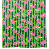 Roze pickleball luiaards 🦥 douchegordijn (Voorkant)