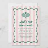 Roze Pickleball Retro Elegant Verjaardagsfeest Kaart (Voorkant)