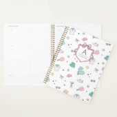 Roze Pickleball Verzorgde Monogram Print Planner (Display)
