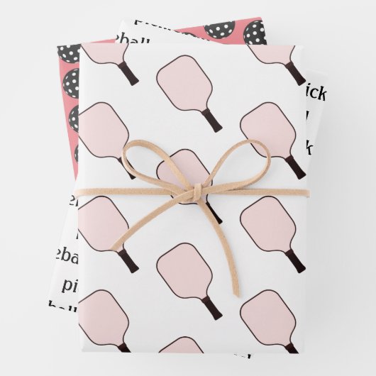 Roze pickleball wrapping sheet set van 3 inpakpapier vel (In situ)