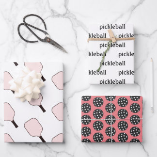 Roze pickleball wrapping sheet set van 3 inpakpapier vel