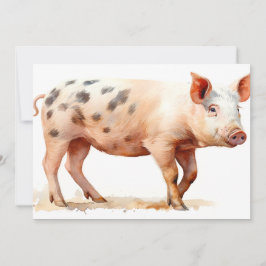 Roze pig bedankkaart