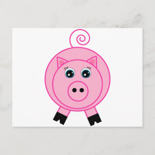 Roze pig briefkaart