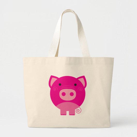 Roze pig grote tote bag (Voorkant)