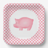 Roze pig papieren bordje (Voorkant)
