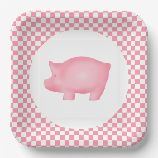Roze pig papieren bordje (Voorkant)