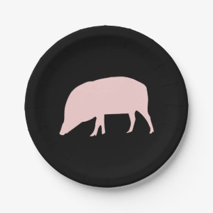 Roze pig papieren bordje